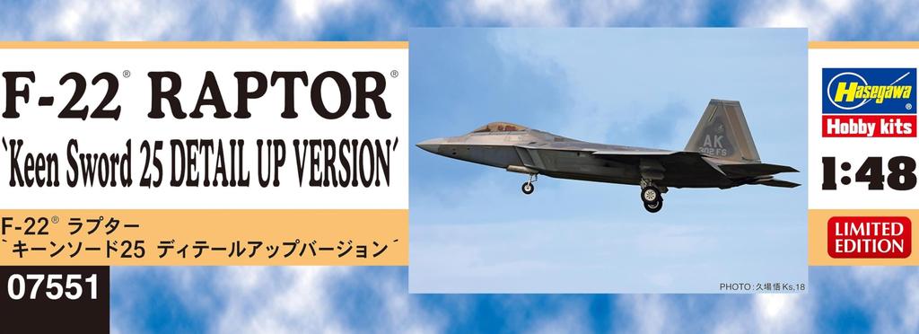 Hasegawa scale American Raptor Keen Sword 25 Version Plastic Model Kit 07551 1/48 F-22 Detail-Up (Airplane)