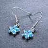 Blue Five Petal Flower Earrings European and American Jewelry