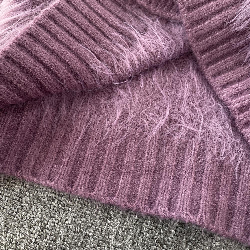 Imitation Mink Sweater Fashion Stand-UP Collar Loose Top Women's  Autumn/Winter Korean Soft Comfortable Cardigan Solid Coat