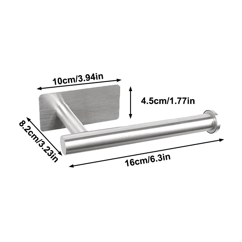 

{MX} Wall Mount Stainless Steel Towel Holder Self Adhesive Toilet Roll Paper Rack Storage Stand Bathroom Organizer