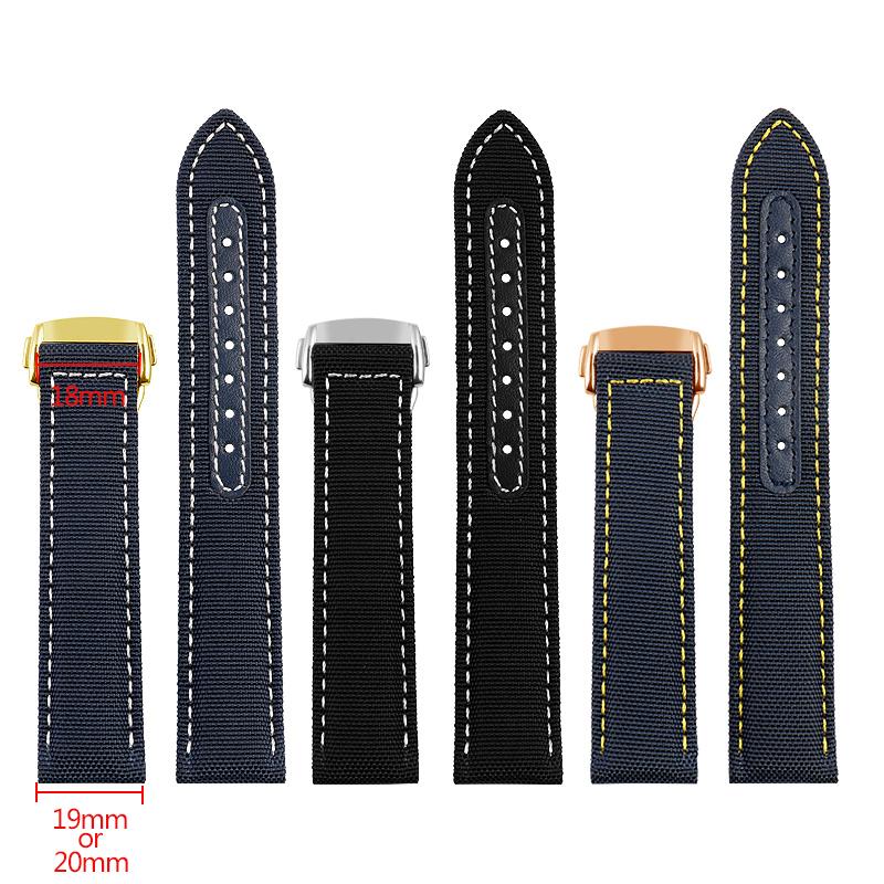19mm 20mm Woven Canvas Watch Band Strap For Omega Seamaster 300 AT150 Fabric Leather Nylon AQUA TERRA 150 Blue Black Watchband