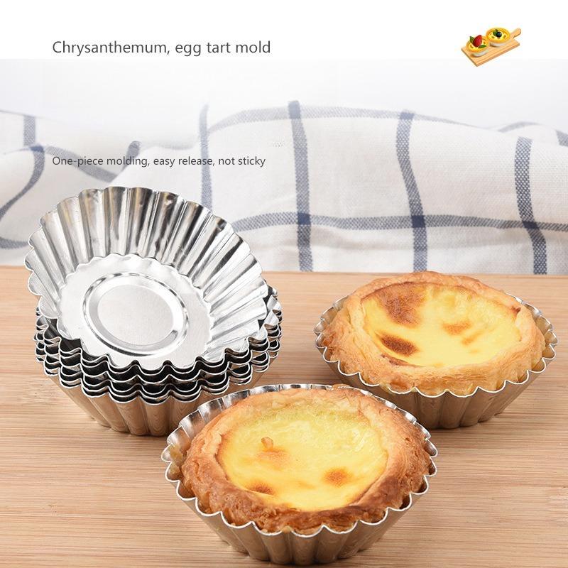 10PCS Lace Egg Tart Molds Aluminum Alloy Portuguese Tart Pan Cake Pie Mold Baking Tools