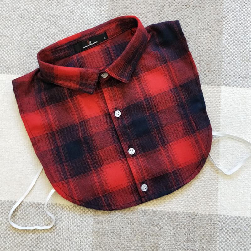 Plaid Women Shirt False Collars White  Removable Lapel Collars For Women Fake Collar Women Detachable Collars Nep Kraagie