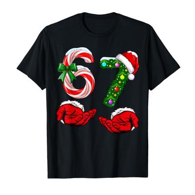 Funny 67 Christmas 6 7 Meme Pajamas Holiday Gen Alpha Slang T-shirt For Men Women 100% Cotton T Shirts Short Sleeve Tops 1106-1