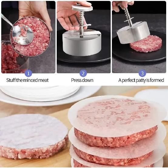 304 Stainless Steel Hamburger Meat Press Burger Patty Maker Mold Cake Grill Meat Tool Beef Pork Rice Press Making Molds 4