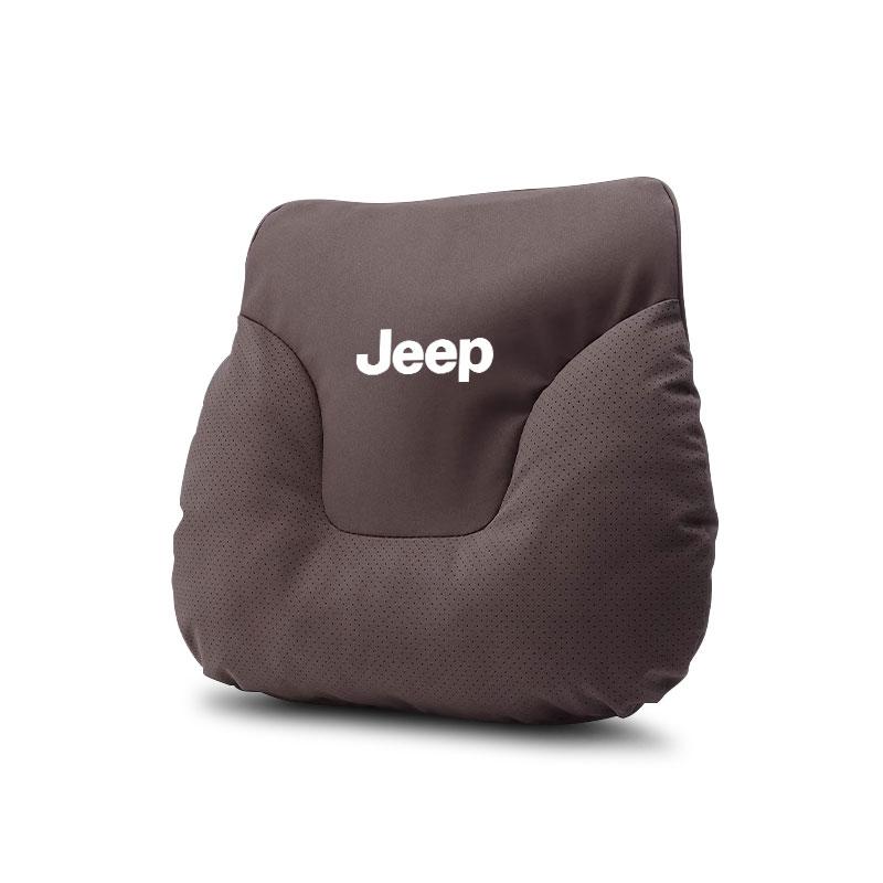 Suede Car Soft Headrest Neck Support Seat Waist Pad Lumbar For Jeep Grand Cherokee Wrangler Gladiator Compass Renegade Wagoneer ALO1