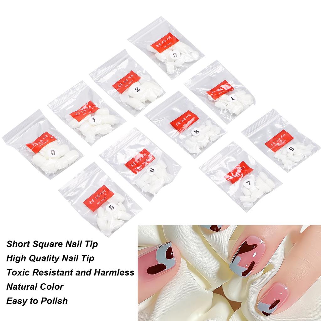 500 Stück Kurze Quadratische Nägel DIY Kunst Maniküre Salon Vollabdeckung Falsche Nagelspitzen für Frauen Natürlich