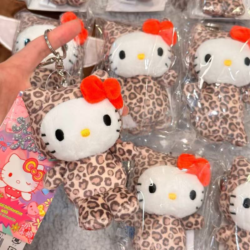 Cartoon JK Uniform Hello Kitty Gal Black Skin pink Leopard plush Doll Backpack Keychain Stuffed KT cat toys Pendant