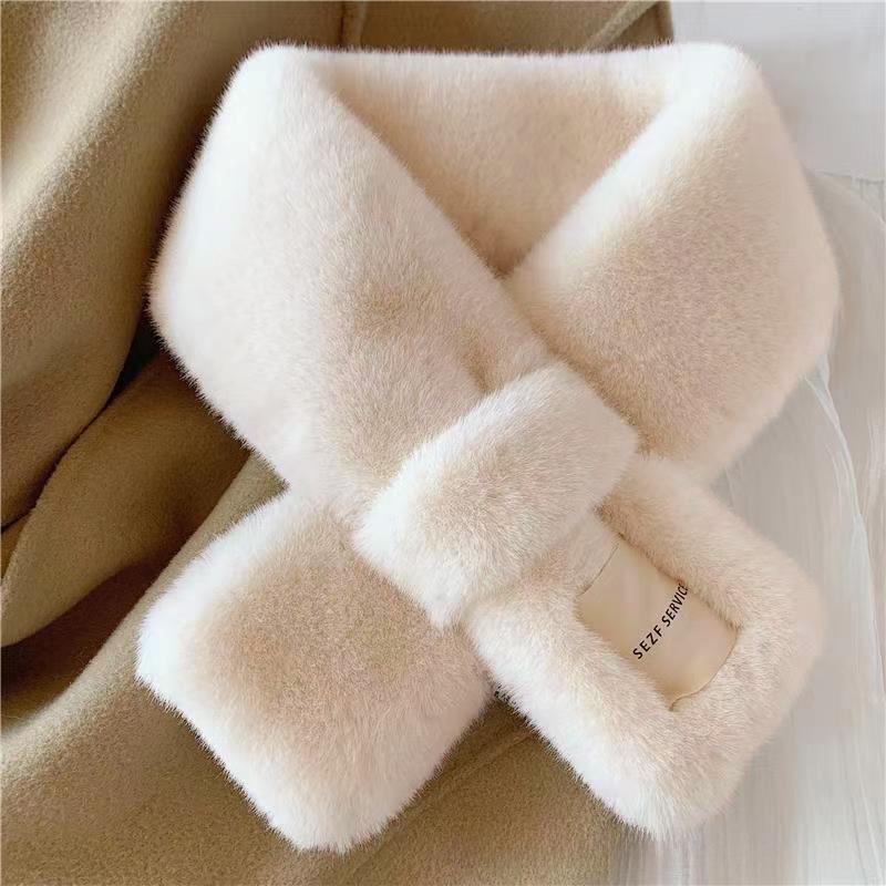 Korean-Style Soft Fuzz Scarf - Cozy Autumn/Winter Plush Neck Warmer