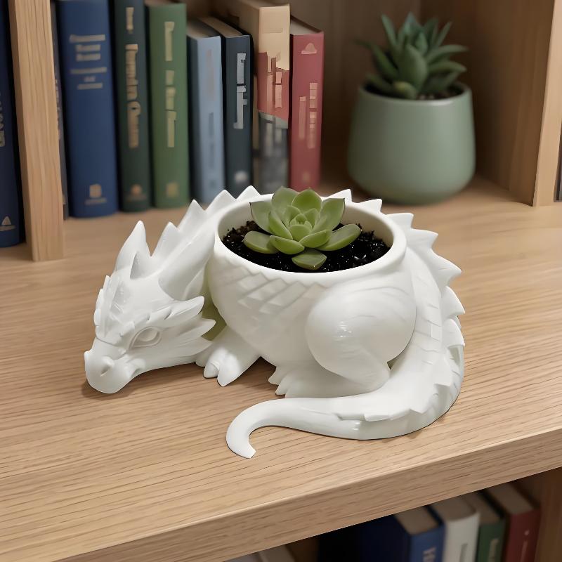 3D Printed Dragon Plant Pot Waterproof Handmade Plastic Flower Container for Cactus Balcony Desktop Decor