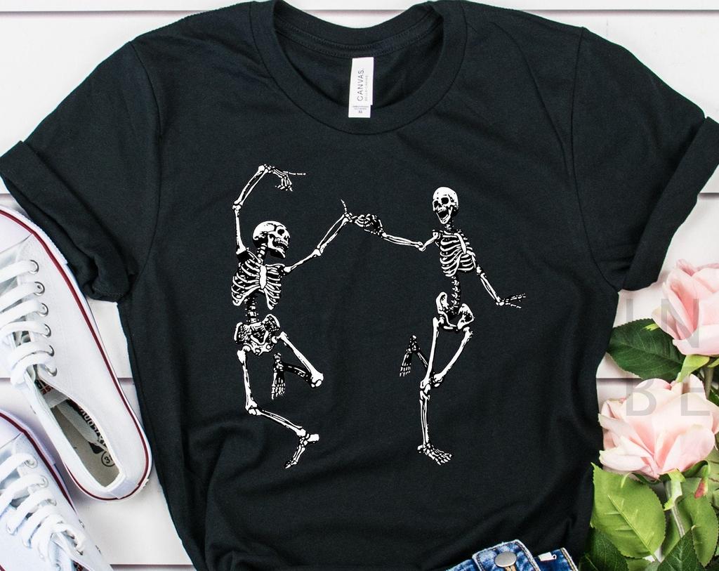 Skeleton Dancing Halloween Tee Shirt, Soft Dancing Skeletons Halloween Tee, Dancing Skeletons Shirt, Halloween Party Shirt