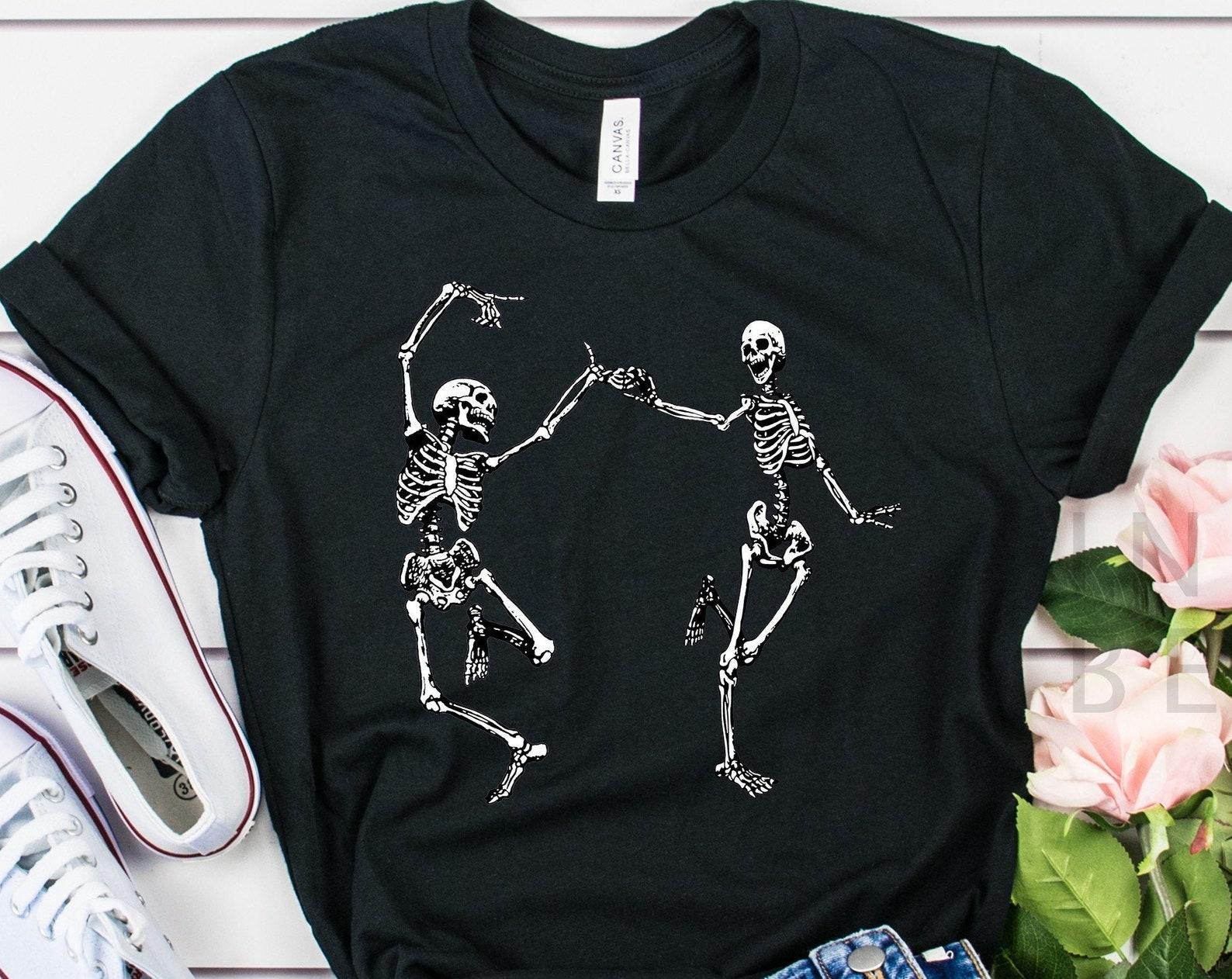 Skeleton Dancing Halloween Tee Shirt, Soft Dancing Skeletons Halloween Tee, Dancing Skeletons Shirt, Halloween Party Shirt M