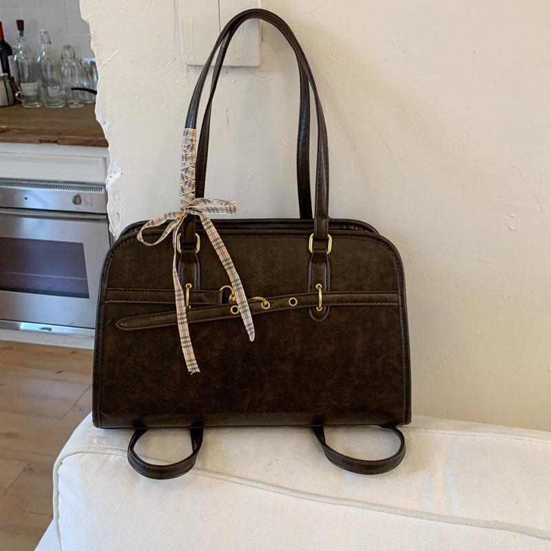 

Ретро вместительная сумка подмышку женская 2025 новая осенняя сумка через плечо портативная дорожная сумка-подушка Бостон