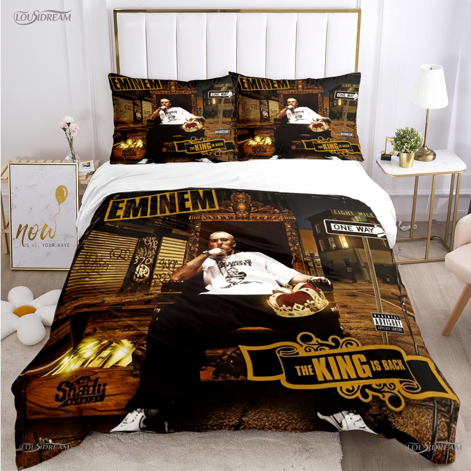 

Eminem hip-hop singer All Season Duvet casal Cover Bedding Sets Soft Quilt Cover and Pillowcases Teen Single/Double/Queen/King EU Twin 135x200cm