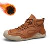 Large Size Men's Shoes Hand-sewn Medium and High Top Casual Shoes Leather Flat Bottom Outdoor Tooling Boots