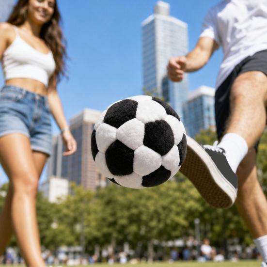 Soccer Sandbags, Soft Plush Football Sack with Spiral Fill, Portable Stress Relief Toy for Kids Adults for Outdoor Fun Foot Coordination Training
