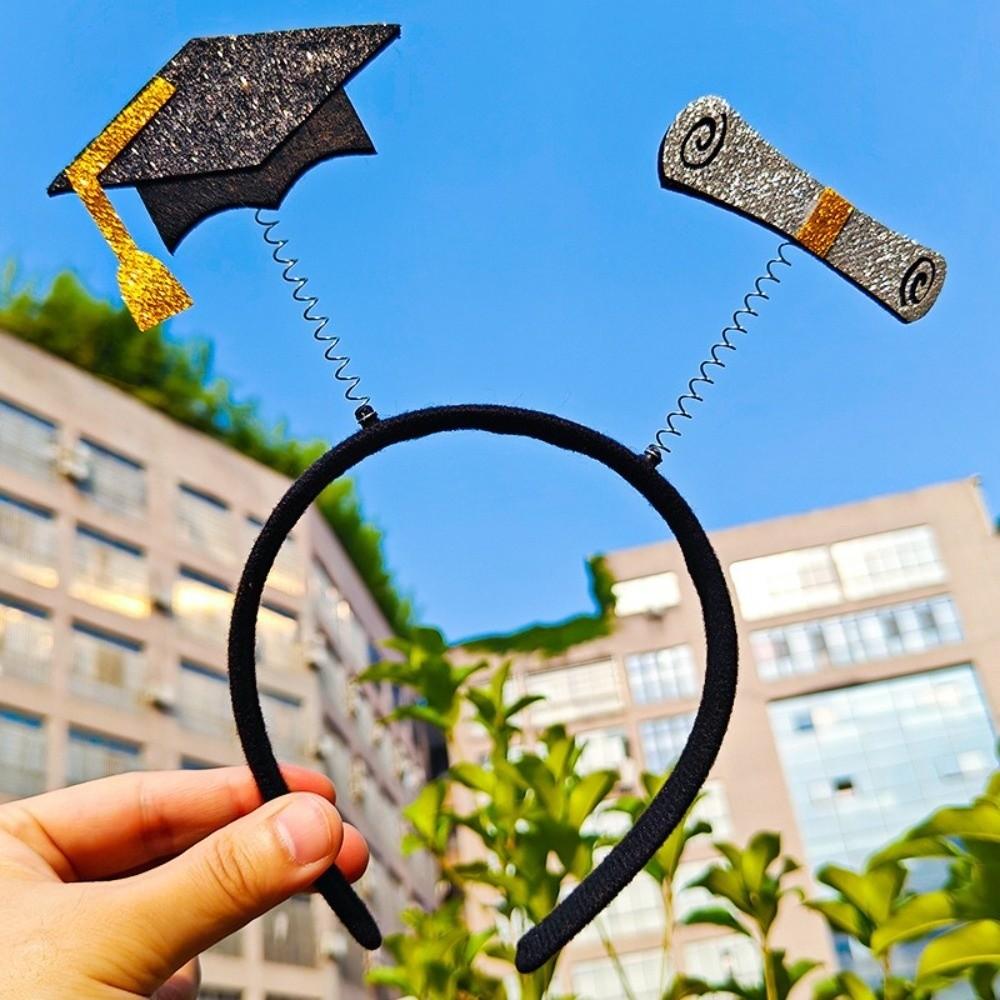 Non-slip Bachelor Cap Hair Hoop Celebrate Graduation Hat Hairband Graduation Party