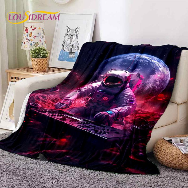 Astronaut Dream Universe Spaceman 3D Outer Space Cartoon Soft Blankets,Throw Blanket for Picnic Beds Home Bedroom Cover Kid Gift