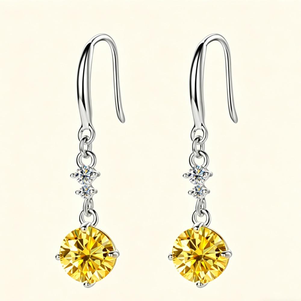

6.5mm Luxury Style High End Moissanite Hook Earrings D VVS1 Delicate Jewelry For Women 6.5mm золотистий