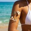 Brazalete de Brazo Boho Mariposa Flor para Mujer Pulsera Brazalete Ajustable Color Dorado Accesorios de Joyería Corporal para Festival de Verano Playa