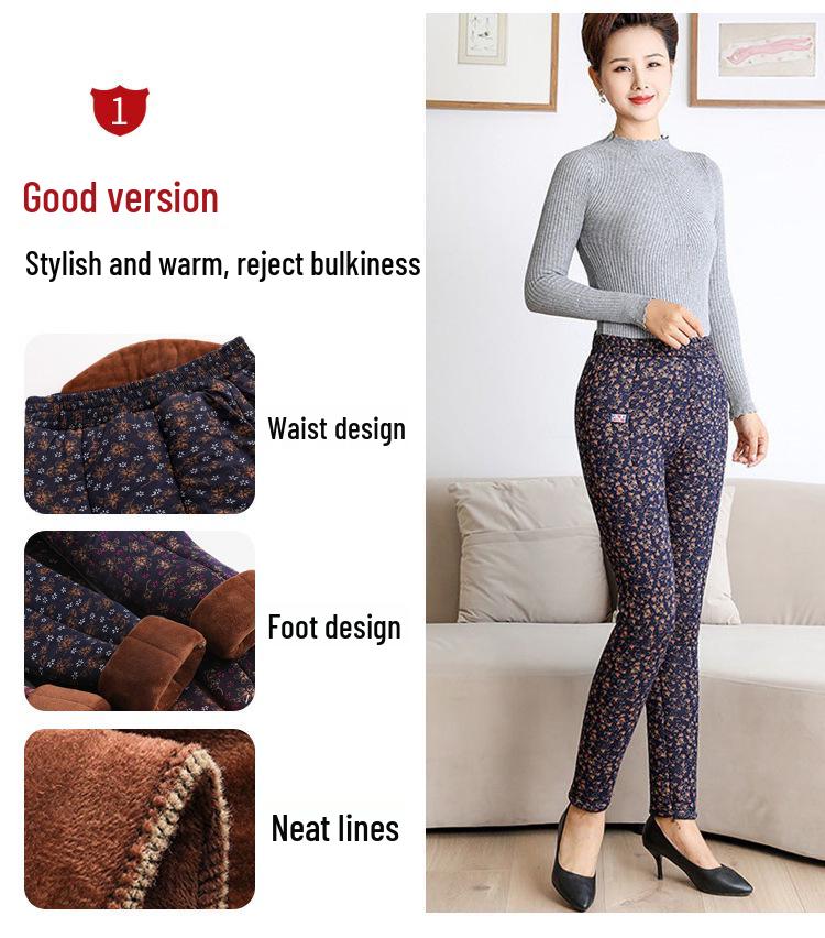 Thickened High-Waisted Warm Camel Pants for Women, Plus Size, Three-Layer, Winter Wear