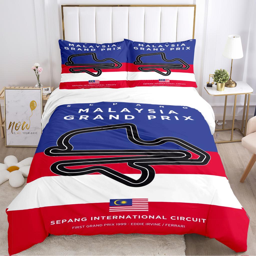 F1 International Track Duvet Cover Comforter Bedding Set Soft Quilt Cover and Pillowcases for Teens Boy Single/Double/Queen/King
