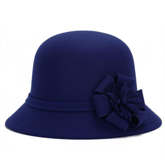 Women Retro Flower Bowler Hat Solid Color Cap for Party Prom Cocktail Travel