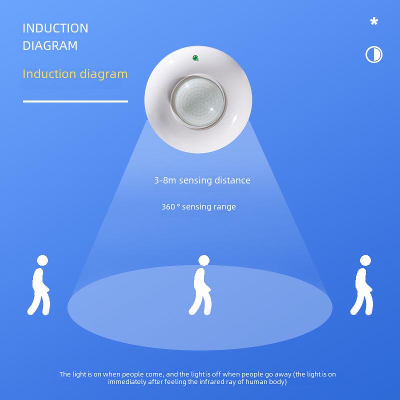 Ceiling-Mounted Intelligent Infrared Motion Sensor Switch with Adjustable Delay