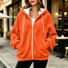 Sweat à capuche zippé pour femme, manches longues, coupe ample, veste décontractée de couleur