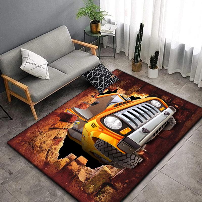 3D Vintage Car Area Rug Large,Carpet Rug for Living Room Bedroom Sofa Decoration,Doormat Kitchen Non-slip Floor Mat Picnic  Camp