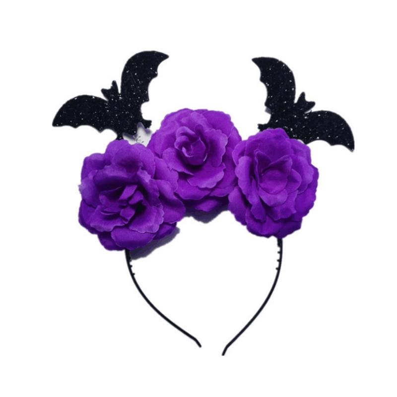 Gothic Bat Flower Hairband for Adult Kids Cosplay Party Costume Festival Theme Party Headpieces Halloween Accessories