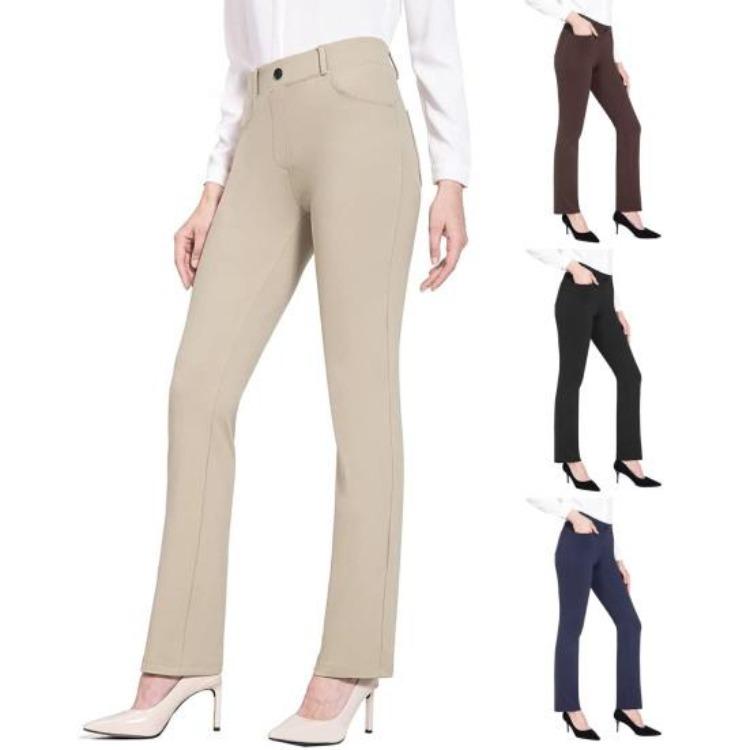 Elastische High-Waist-Schlaghose für Damen, einfarbig, leichte Freizeit Hose mit Taschen