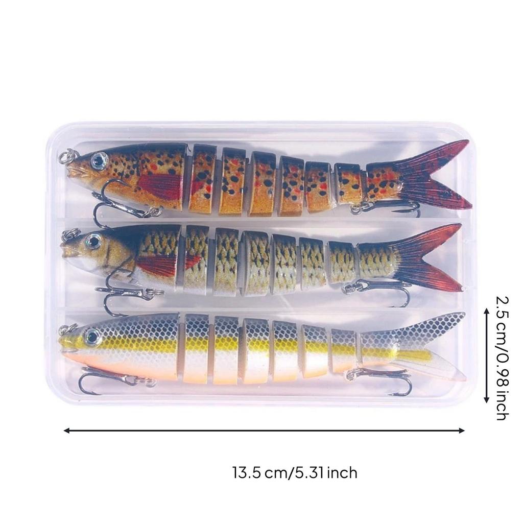 3 Pieces MultiJointed Swimbait Authentic Articulated Fish Lure Saltwater Segmented Fishing Decoy for