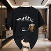 Unisex's Summer 100 Cotton Fashionable Casual Loose Large Fun Beer Pattern Printed Sports Round Neck Short Sleeve T-shirt Top