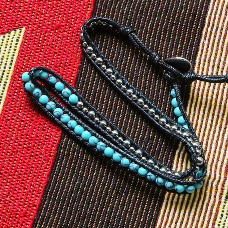 KND Double Wrap Turquoise Beads Bracelet