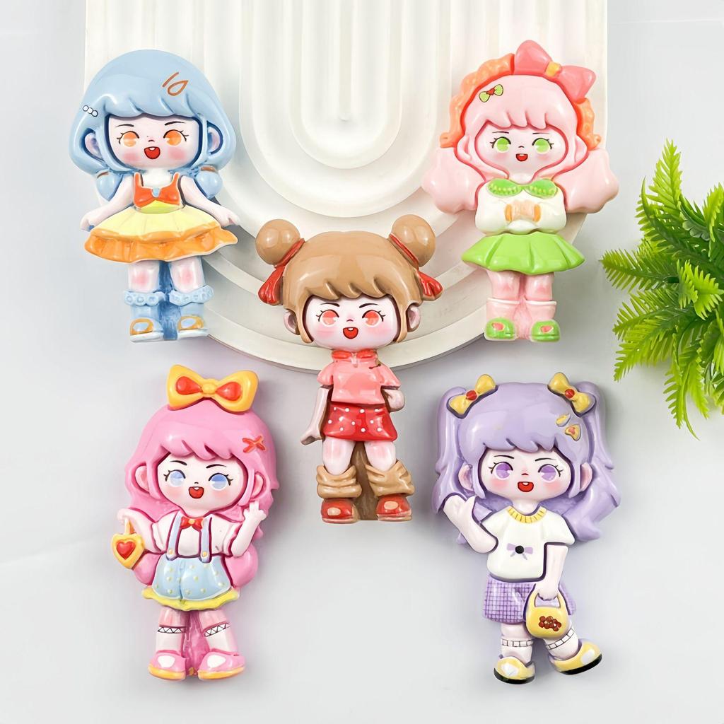 Cartoon DIY Resin Accessories: Skirt Girl Handmade Cream Glue for Hair Clips, Phone Cases, Keychains, and Crocs Buckles.