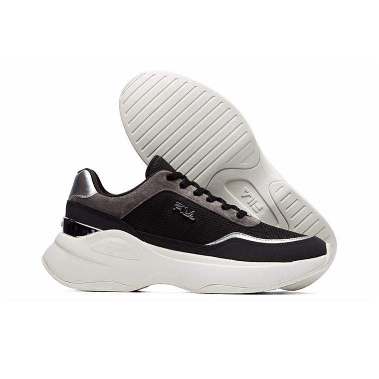 FILA Faux Leather Fabric Comfortable Versatile Shock Absorbing Wear Resistant Low Top Casual Shoes Women sneaker Black Gray F12W114208FBQ