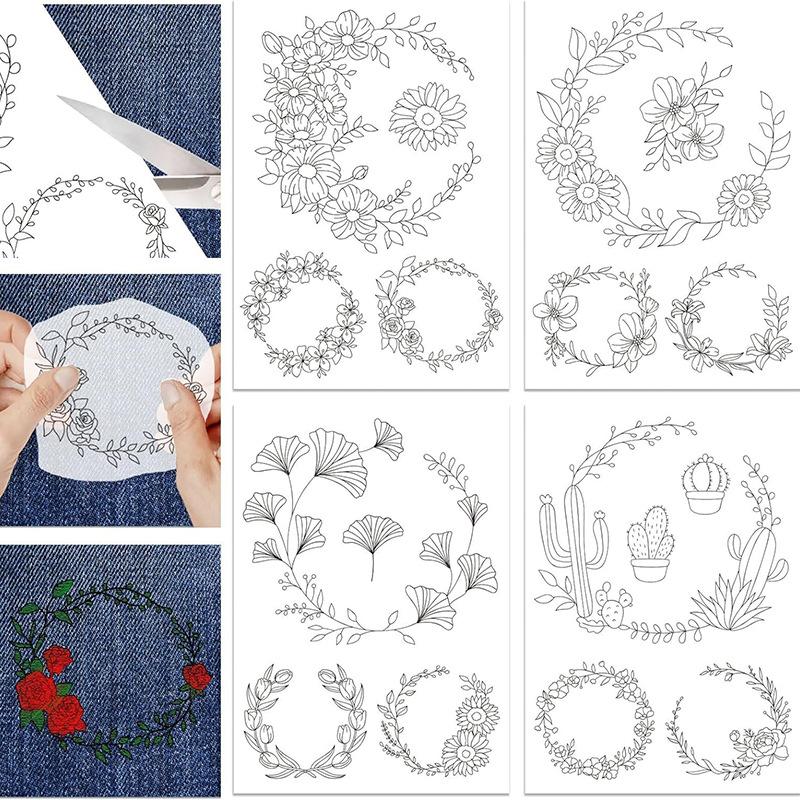 Water Soluble Sticky Embroidery Transfer Stickers Hand-Stitch Embroidery Auxiliary DIY Creative Marking Repair Clothes