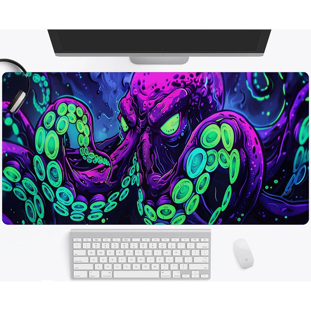 Extralarge Highdefinition Octopus Neoncolored Cthulhu Monster Game Mouse Pad Table Pad With Sewn Edges