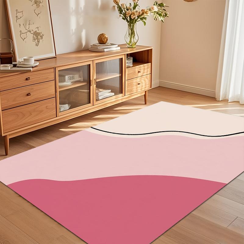 

Modern Abstract Pink Wave Pattern Area Rug Soft Non Slip Stylish Carpet for Cozy Nursery Bedroom Living Room Entryway 40X60cm