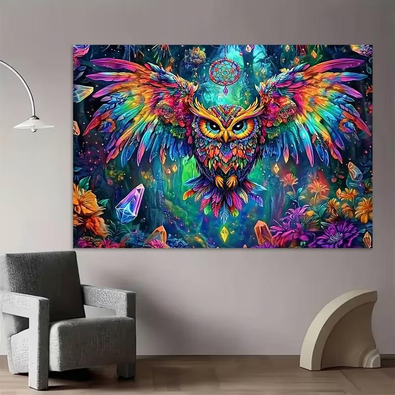 2D Flat Printing Dreamcatcher Owl Backdrop for Spiritual and Bohemian Photoshoot