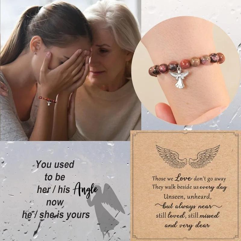 Regalo di Condoglianze per la Perdita di Cari, Braccialetti in Pietra Naturale Curativa Rodocrosite Regali Commemorativi per il Lutto per Donne/Ragazze