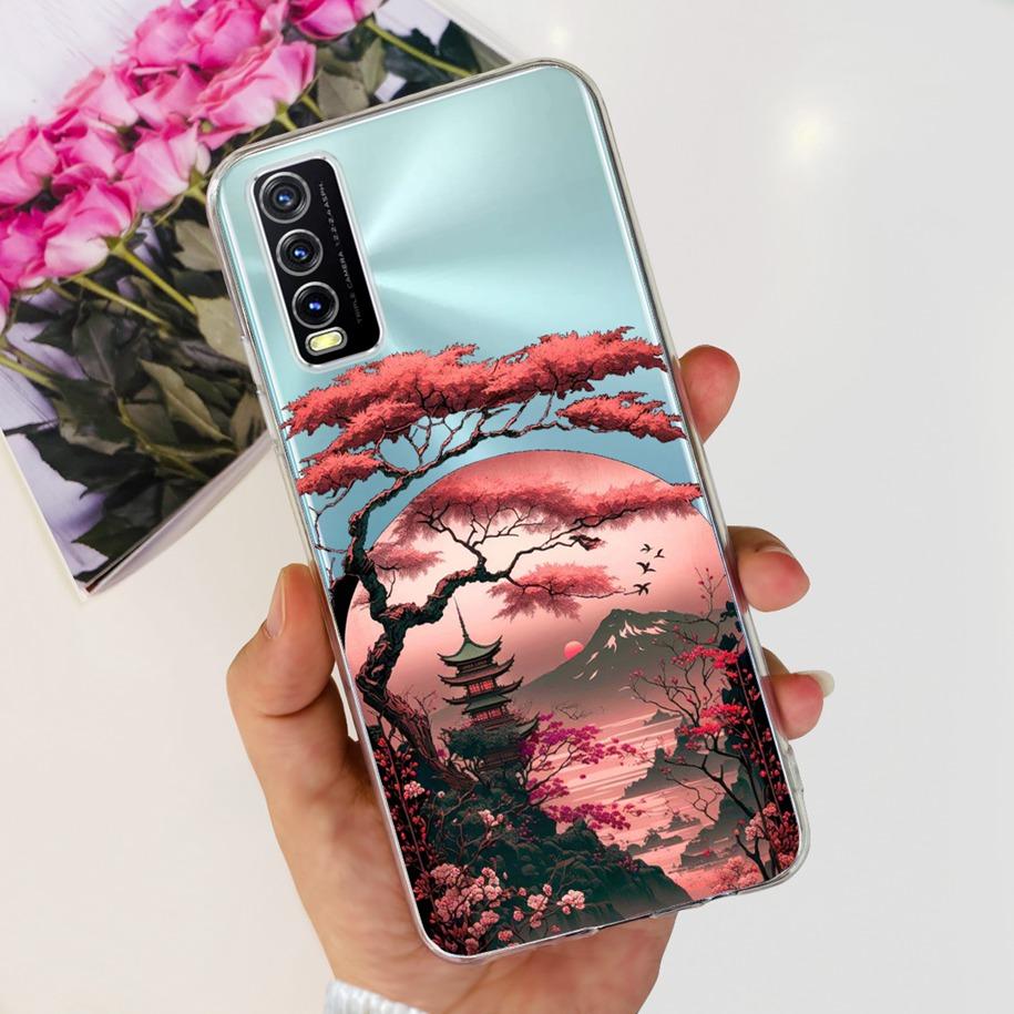 For Vivo Y11s Y12s Case V2028 V2026 V2033 Popular Flower Clear Silicon Back Cover For Vivo Y20 Y20i Y20s V2029 V2027 V2032 Funda