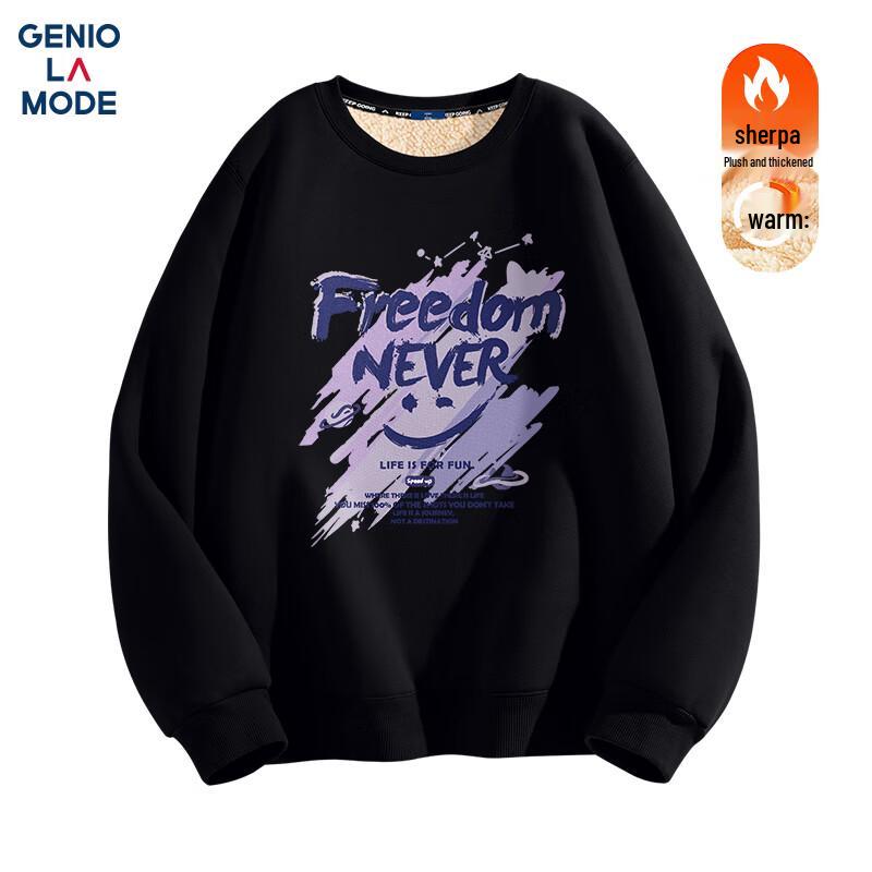 

GENIOLAMODE Men s Fleece-Lined Round Neck Sweatshirt 2XL
