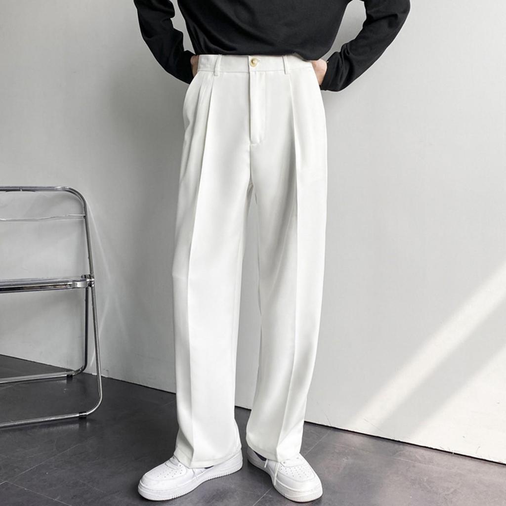 Pantalones de negocios casuales de color sólido holgados y rectos para hombre Pantalones casuales para hombre