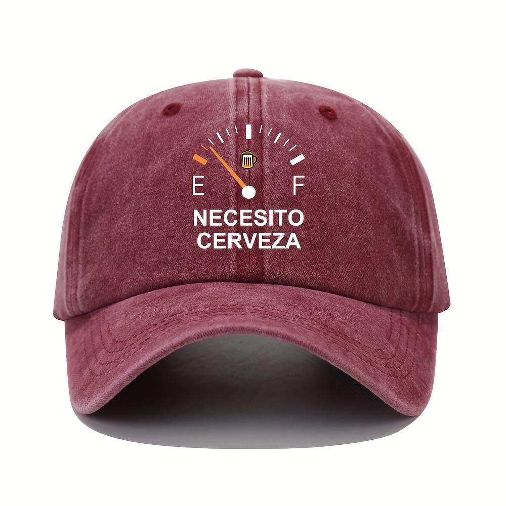 

NECESITO CERVEZA pattern printed vintage duckbill cap, fashionable retro curved brim baseball cap, casual outdoor sun hat Adjustable вино красного