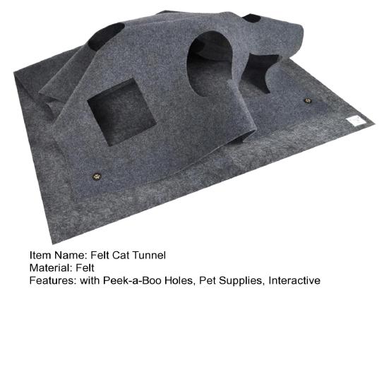 Felt Cat Tunnel with Peek-a-Boo Holes Foldable Large Interactive Cat Play Mat Hideaway Cave Indoor Cats