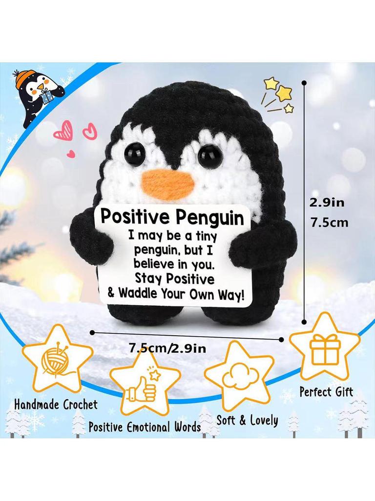 Handcrafted Wool Penguin Emoji Crochet Toy