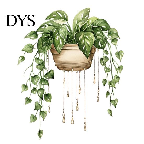 Versatile Plant Wall Decorations Watercolor Potted Stickers, PVC Waterproof Hanging Pothos/Daisy Decals, Removable Easy Peel And Stick Home