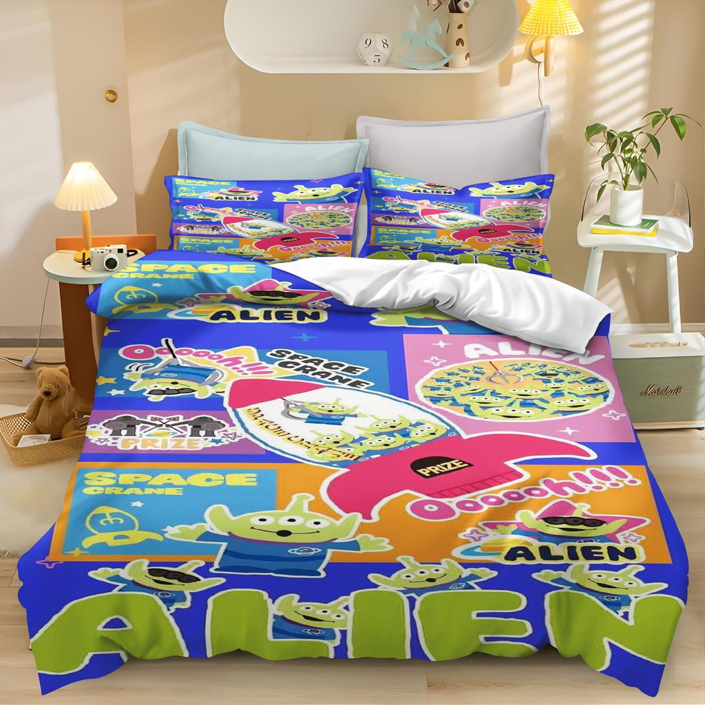 Toy Story Kreslený Povlak na Peřinu Sada Povlečení pro Kluky Buzz Rakeťák Roztomilý Potisk Šetrný k Pokožce Prodyšný Domácí Textil Anime